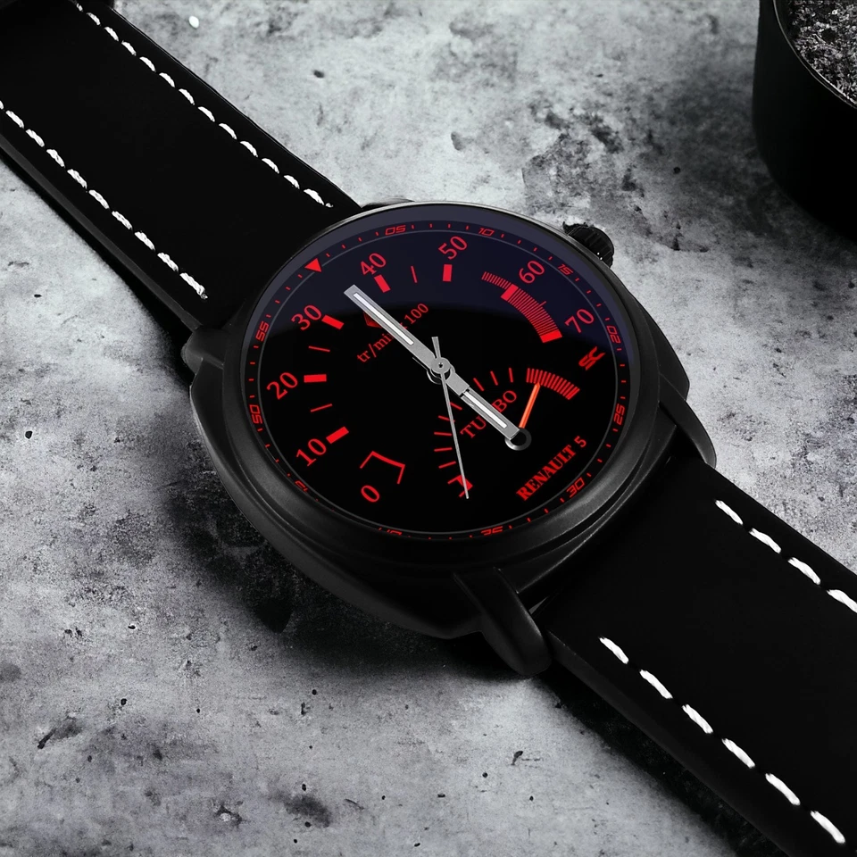 Orologio da Polso Nero Opaco con Contagiri Renault 5 GT Turbo Montre Watch Sport - Imagen 4 de 4