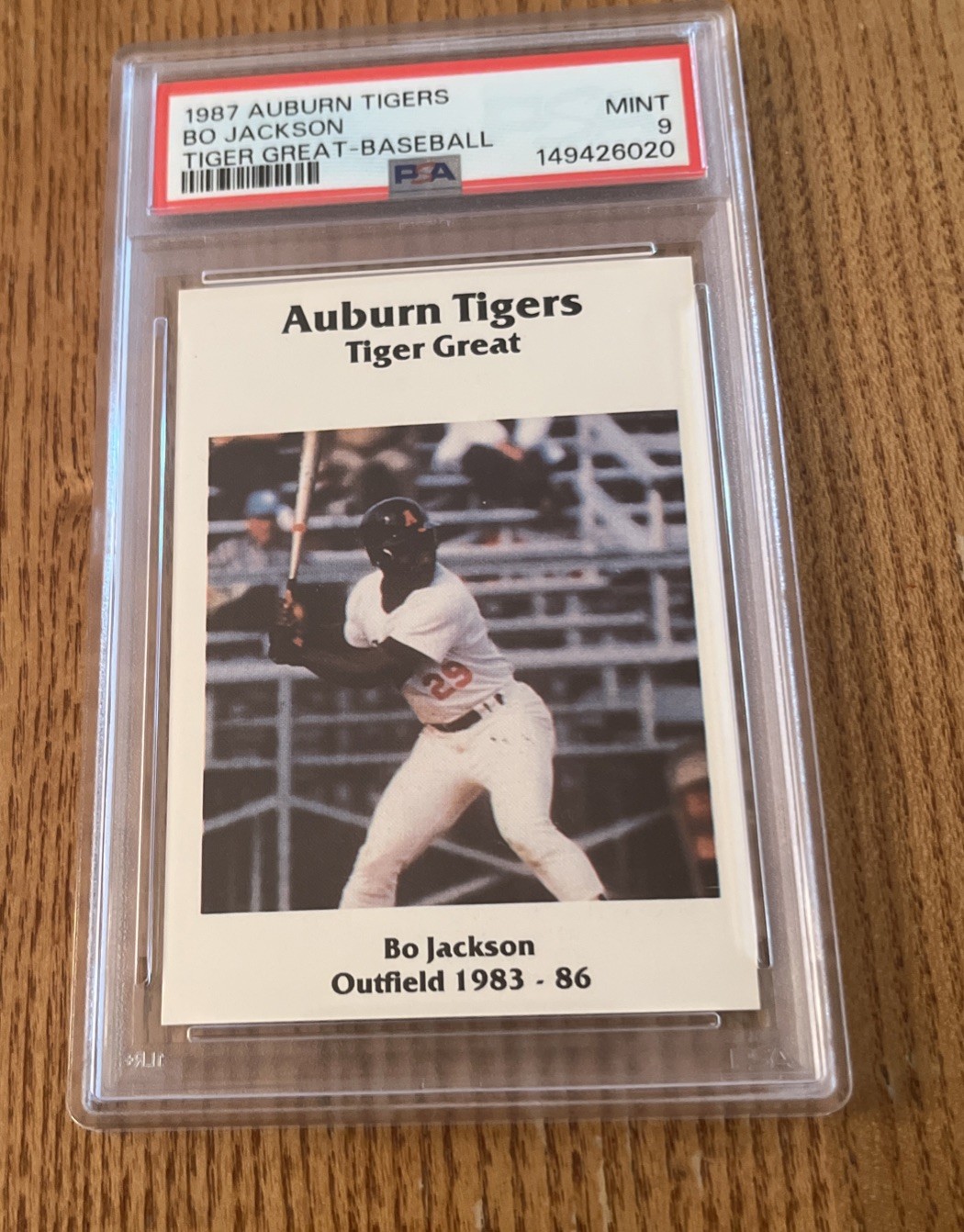 Bo Jackson 1987-88 Auburn Tigers Police #NNO PSA Mint 9 Tiger Great-Baseball