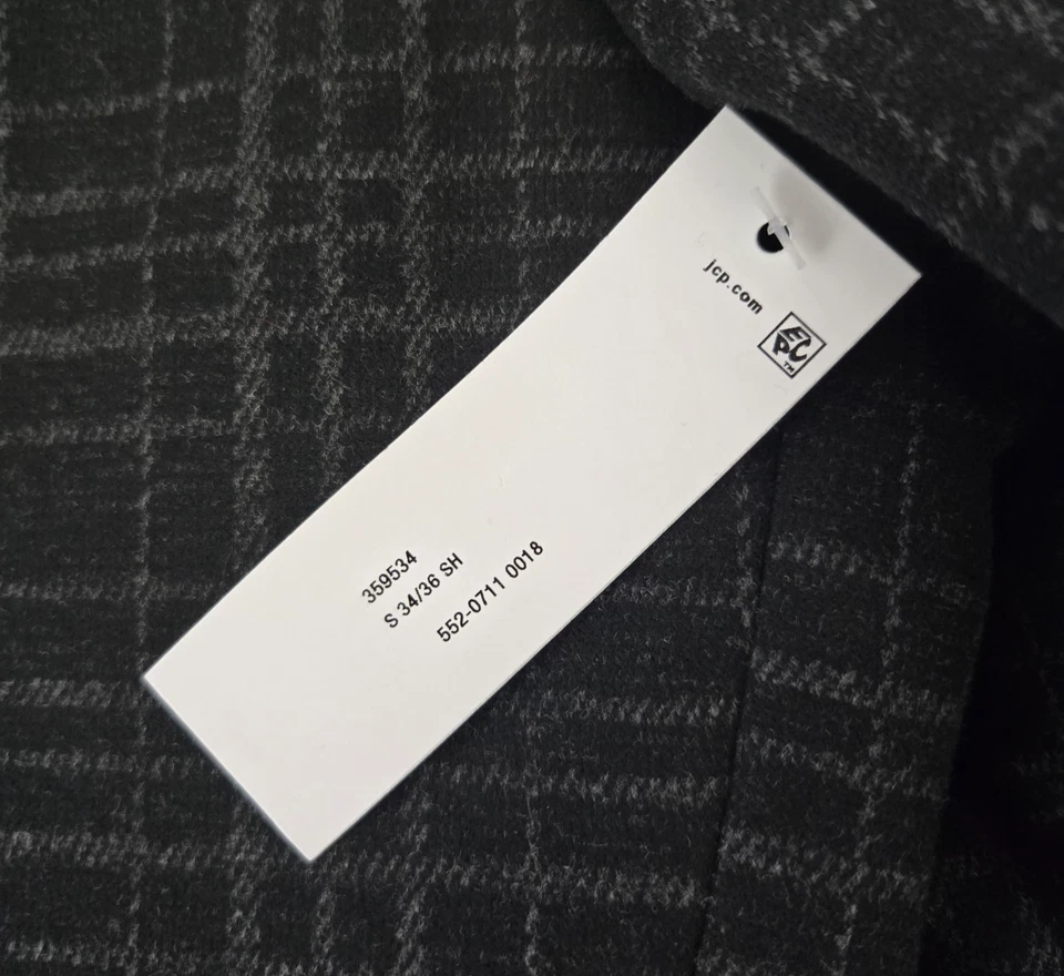 J Ferrar JF Men's Black Plaid Knit Blazer Sz S 34/36 Short Slim Fit Stretch $160 - Image 4 of 4