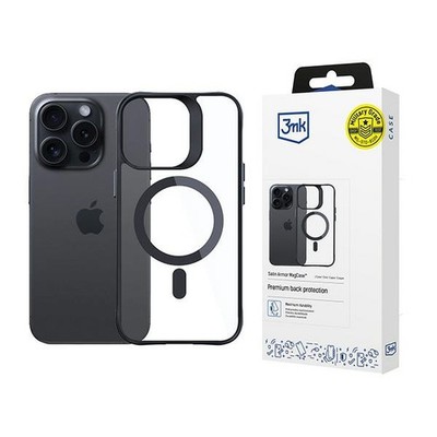3mk Satin Armor Case MagSafe Hülle für iPhone 15 Pro, schwarz