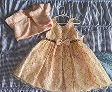 Pink  Gold Flower Girl Dress w/ Faux Fur Bolero, Size M BT32215