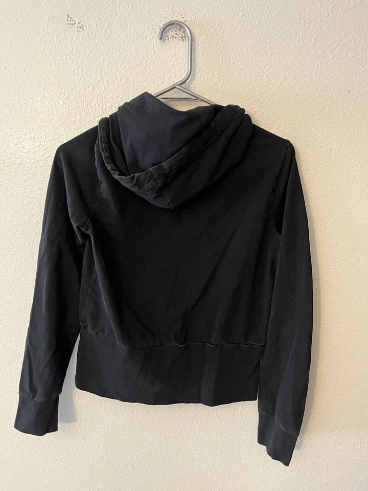 Sudadera con capucha para mujer talla pequeña negra Express Yoga cremallera completa Foto 3 de 4