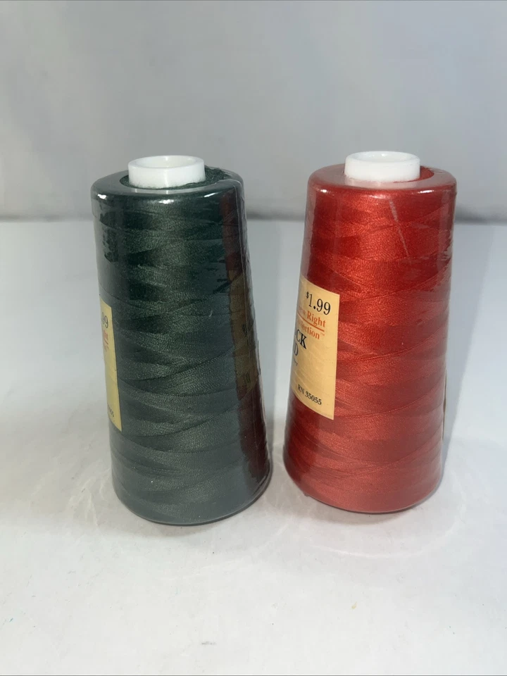 Overlock thread 100% Spun Polyester 3000 Yards Priced Sew Rlght 2pc Red/Green - Image 4 of 4