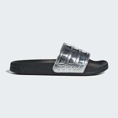 Adidas Adilette Core Black & Silver Cloudfoam Shower Slides