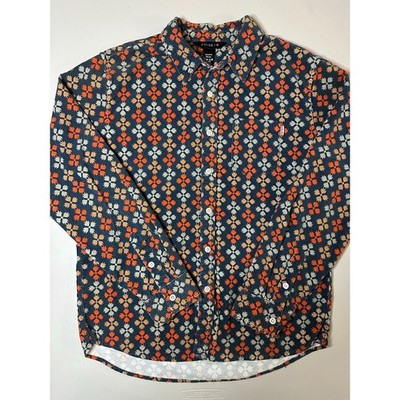Poler Corduroy Button Down Shirt Size Medium Bear Paw Print Camp Vibes
