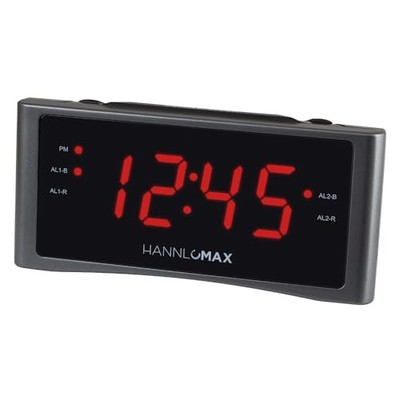  HX-151CR Alarm Clock Radio, PLL AM/FM Radio, Dual Alarm, 1.2'' Red Silver Grey