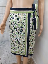 Talbots Pure Silk Pencil Wrap Skirt Sz 4 Circle Print Lined Office Preppy