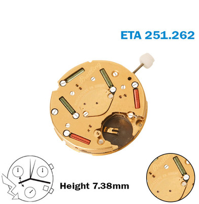 ETA 251.262 - Breitling - Cal.53 - Schweizer Uhrwerk - weiße Scheibe auf 4...