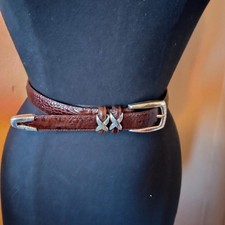 Brighton Women's Belt 4B108, M-32, Brown Leather Alligator, Silver Buckle, EUC