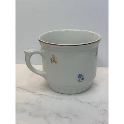 ORIGINAL BOHEMIA D Czech Porcelain Floral Gold Rim Mug Ribbed Zwiebelmuster