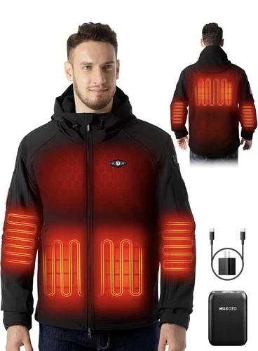 WASOTO Heated Jackets for Men with 18400mAh Black XL Windproof Waterproof - product listing photo
