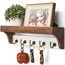 Rebee Vision Key Holder for Wall with Shelf - Farmhouse 2-Color Key Rack with...
