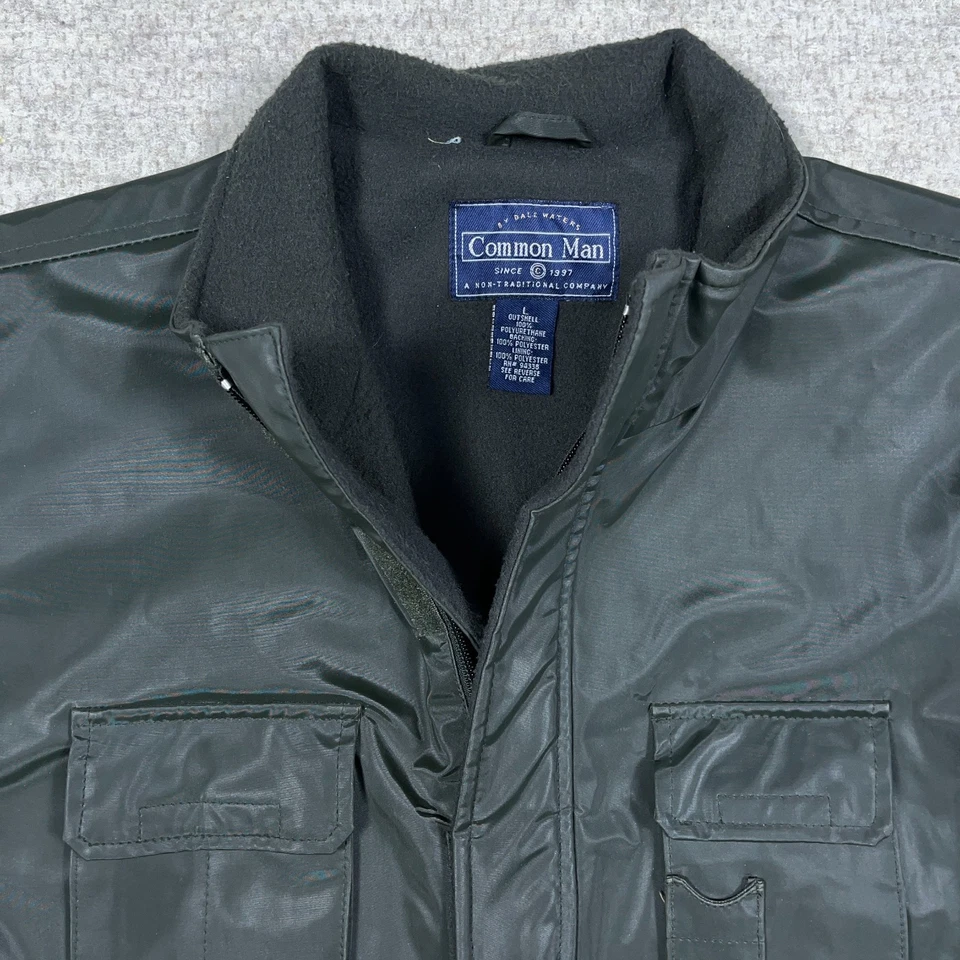 Vintage Common Man Hunting Vest Men Large Green Safari Tactical Fleece Lined 90s - Image 3 of 4