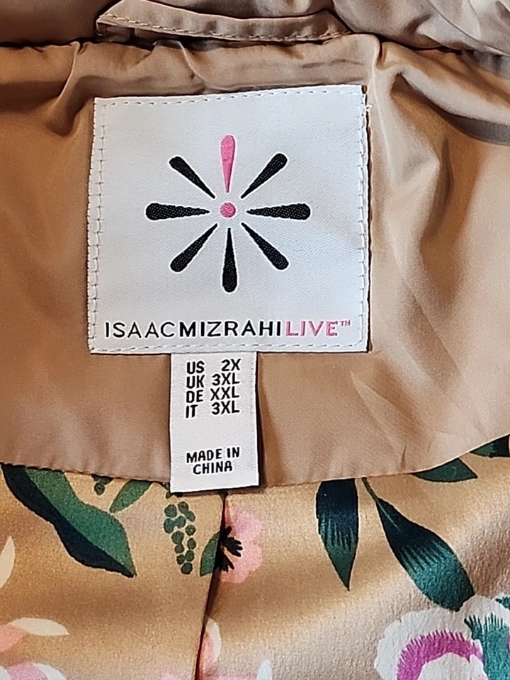 Isaac Mizrahi Live! Chaleco Acolchado Canal con Forro Estampado Talla 2xl TAN Foto 3 de 4
