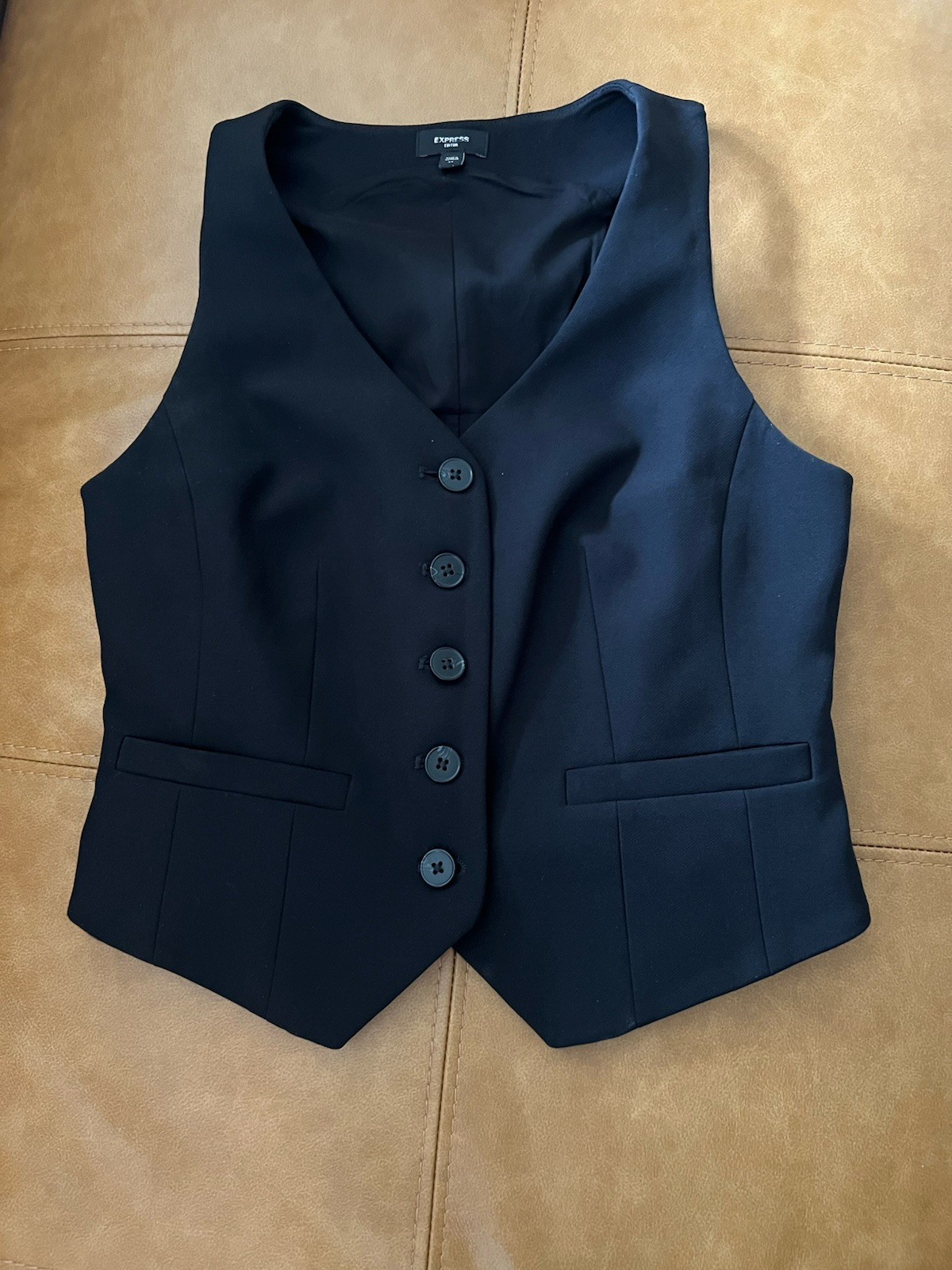 Express Editor Women’s Black Suit Vest Size XS Tailored Button Front