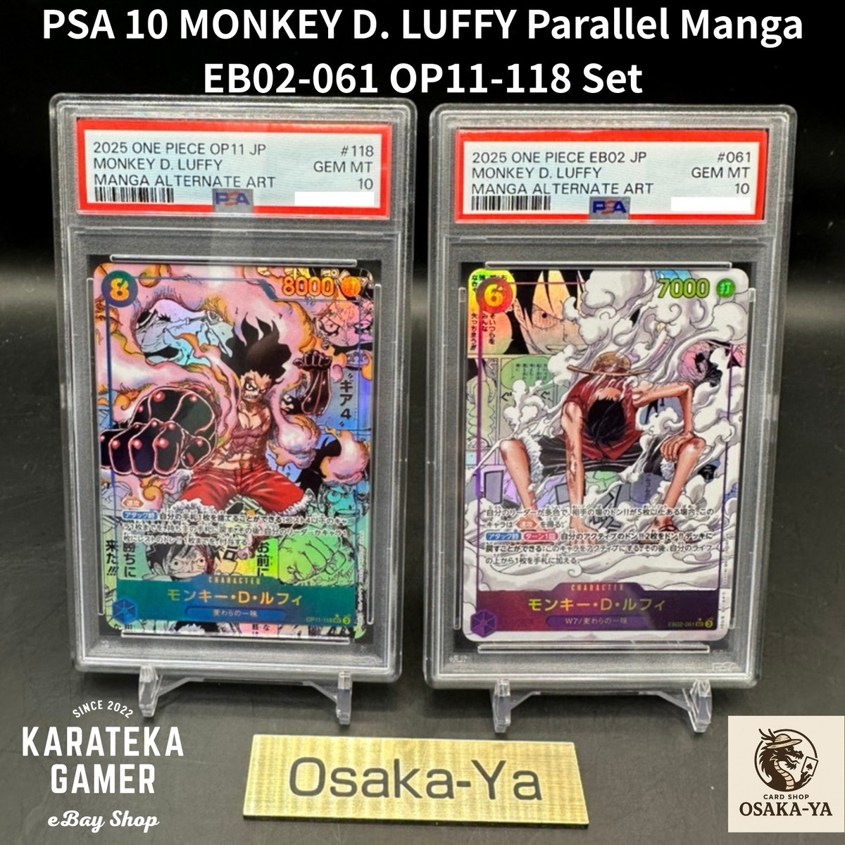 PSA 10 MONKEY D. LUFFY Parallel Manga EB02-061 OP11-118 Set One