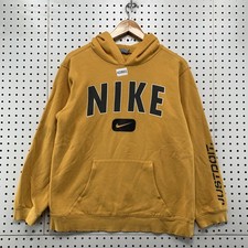 Vintage Nike Just Do It Hoodie Sweatshirt Youth XL Yellow Embroidered Pullover
