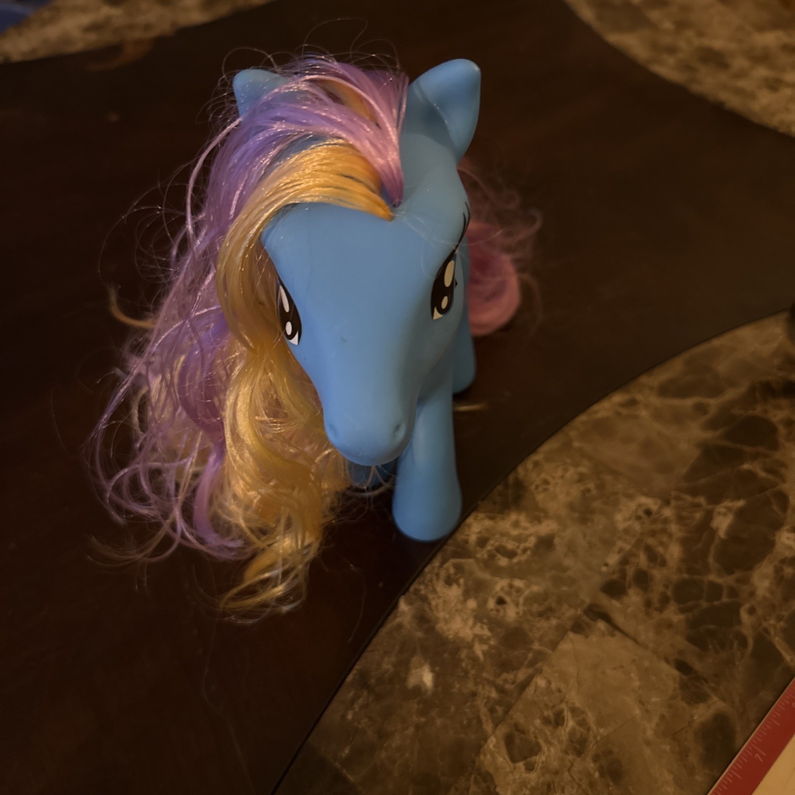 MLP Fakie - Blue with Princess Crown Stamp - Bows Multicolored Hair - Dolgen 