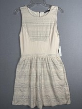 Tart Dress Womens Medium White Striped Sleeveless Fit & Flare Zip Lined Pockets