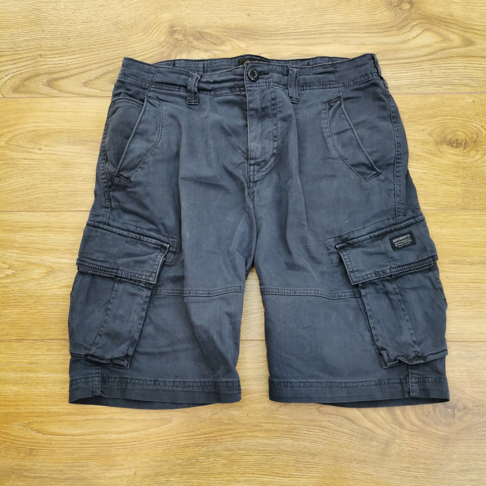 Superdry Cargo Shorts Mens W32 Blue Combat Utility Field Army Outdoor Military