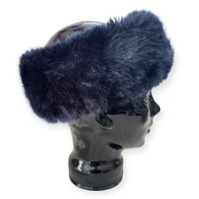Faux Frenzi By Dena Navy Blue Fur Headband Scarf Winter Collar Ear Muffs OS