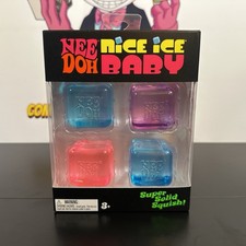 NeeDoh Nice Ice Baby 4 pack, Set of Four Nee Doh Mini Nice Cube Pink Blue Purple