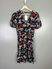 Madewell ruffle faux wrap mini dress in hillside daisies size 0 bright feminine