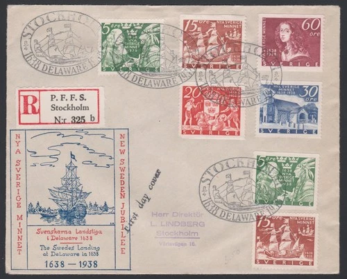 Sweden FDC 1938 New Sweden Delaware Sailing Ship Cachet Series Z4910