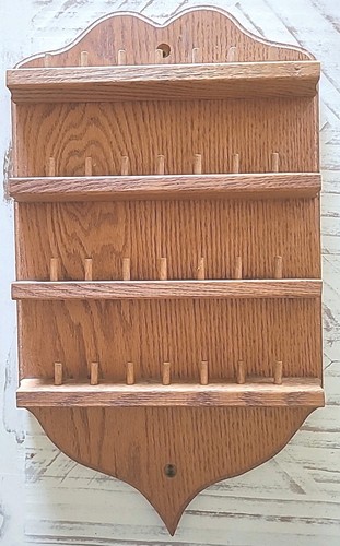 Beautiful Vintage Thimble/spool Holder Wall Display Rack Wood Holds 28 18x11”