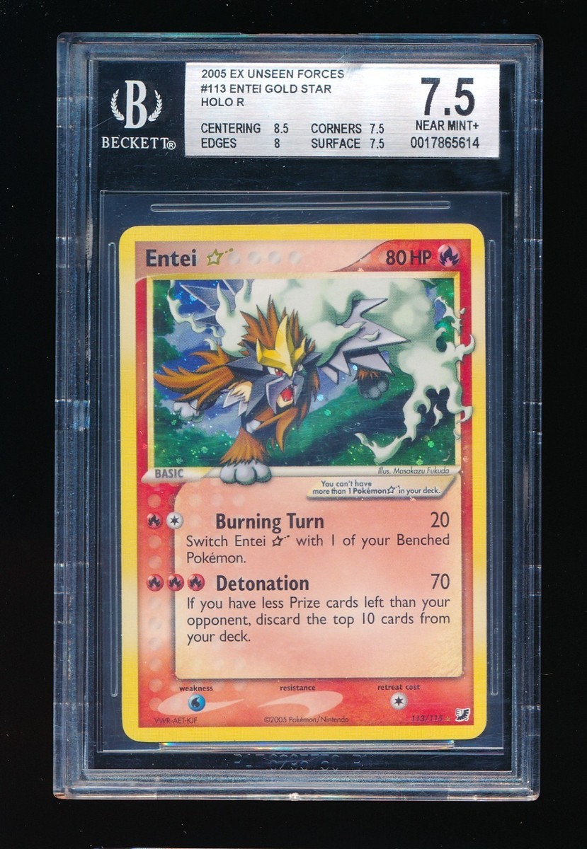 ENTEI 2005 POKEMON EX UNSEEN FORCES GOLD STAR #113/115 HOLO BGS