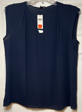 Banana Republic Womens Blue Sleeveless V-Neck Blouse - Small Petite - NWT