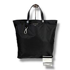 Authentic PRADA  Triangle Logo Tessuto Nylon Black Tote Bag VA0479 Vintage