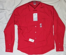 VAN HEUSEN WRINKLE FREE MENS SHIRT L 16 36/37 FLAME RED FITTED $50.00 NEW NWT