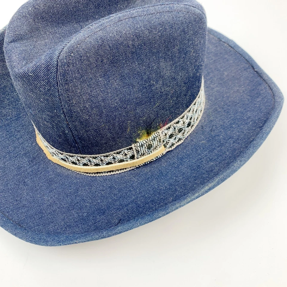 Jean vaquero de mezclilla crudo hecho en Unión de colección sombrero de vaquero occidental para hombre grande 7 1/4 7 3/8 Foto 3 de 4