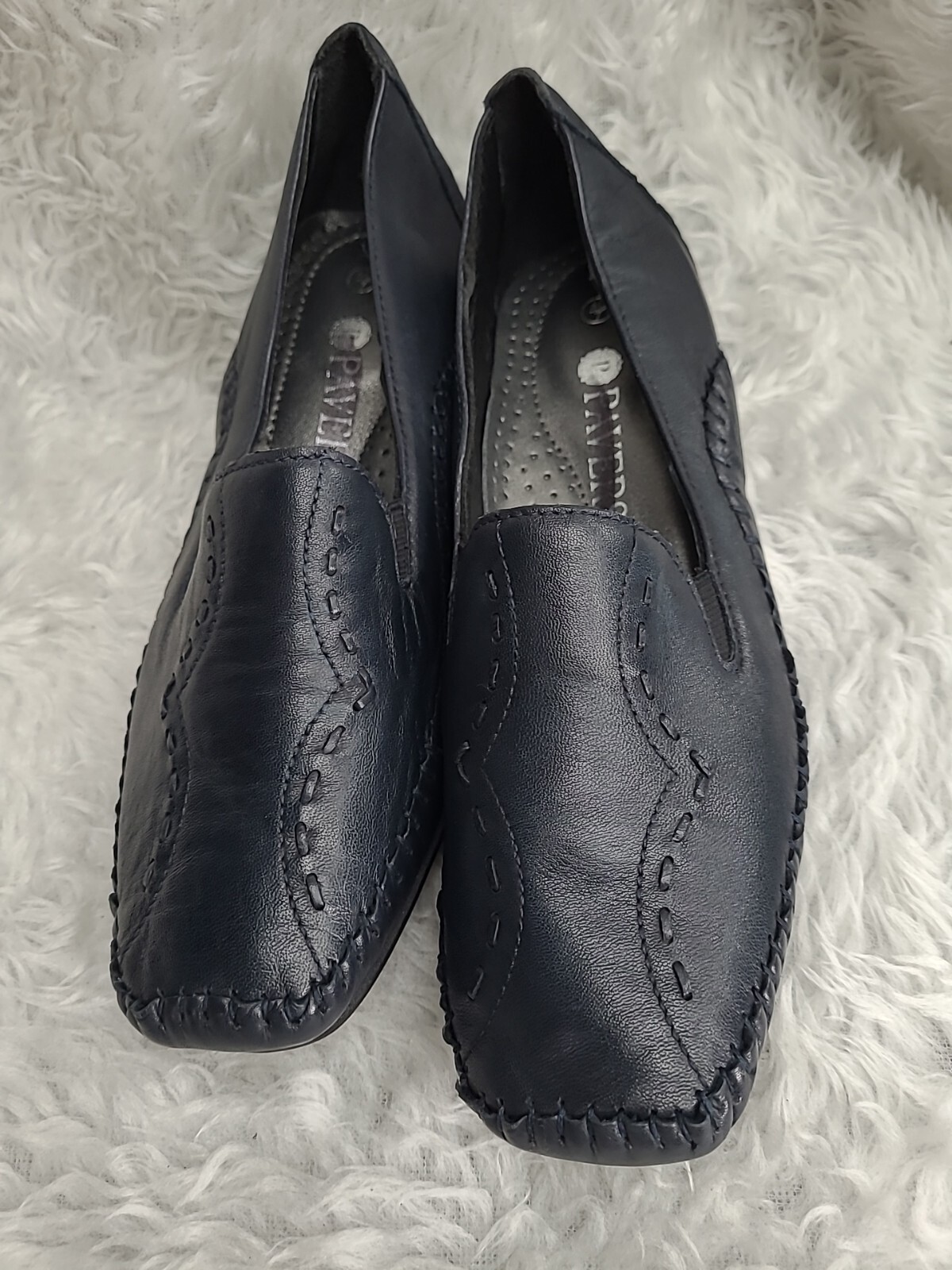 Pavers Ladies Navy Blue Leather Slip On NAP Shoes Size uk 7 eu 40 rrp£