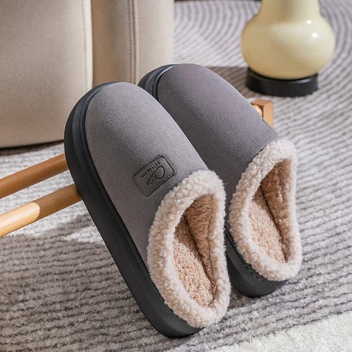 Warm Cotton Slippers for Men & Women Non-Slip Plush Indoor Sandals, Thick Sole, - Picture 20 of 26