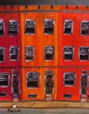 Art Print of Oil Painting by Dave. Town Row House Street Scene Cityscape Urban 