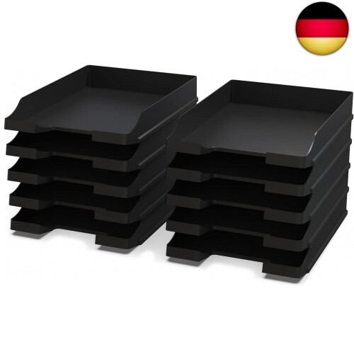 Detectalia Dokumentenablagen Schwarz A4 - Stapelbarer Schreibtisch-Organisator - Bild 1 von 6