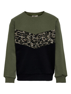 15243392 KIDS ONLY Mädchen Sweatshirt olive Kontrastfarben NEU Gr. 122 - 164