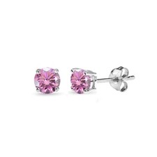 Sterling Silver 4mm Light Rose Stud Earrings created with European Crystals