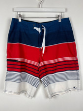 O'Neill Board Shorts Mens 31 Blue Color Block Santa Cruz Brisbane Striped Swim