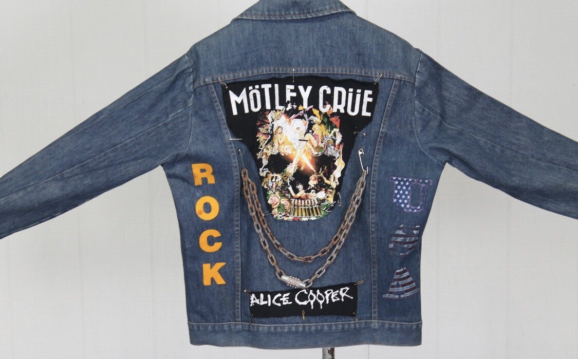 Vintage Rock Roll patchwork denim jacket Rolling Stones Kiss Vintage Rock Roll patchwork denim jacket Rolling Stones Kiss