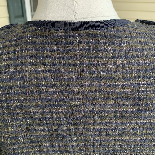 Talbots Italian Wool Alpaca Blend Blazer 16 Olive Navy Tweed Military Jacket - Picture 4 of 9