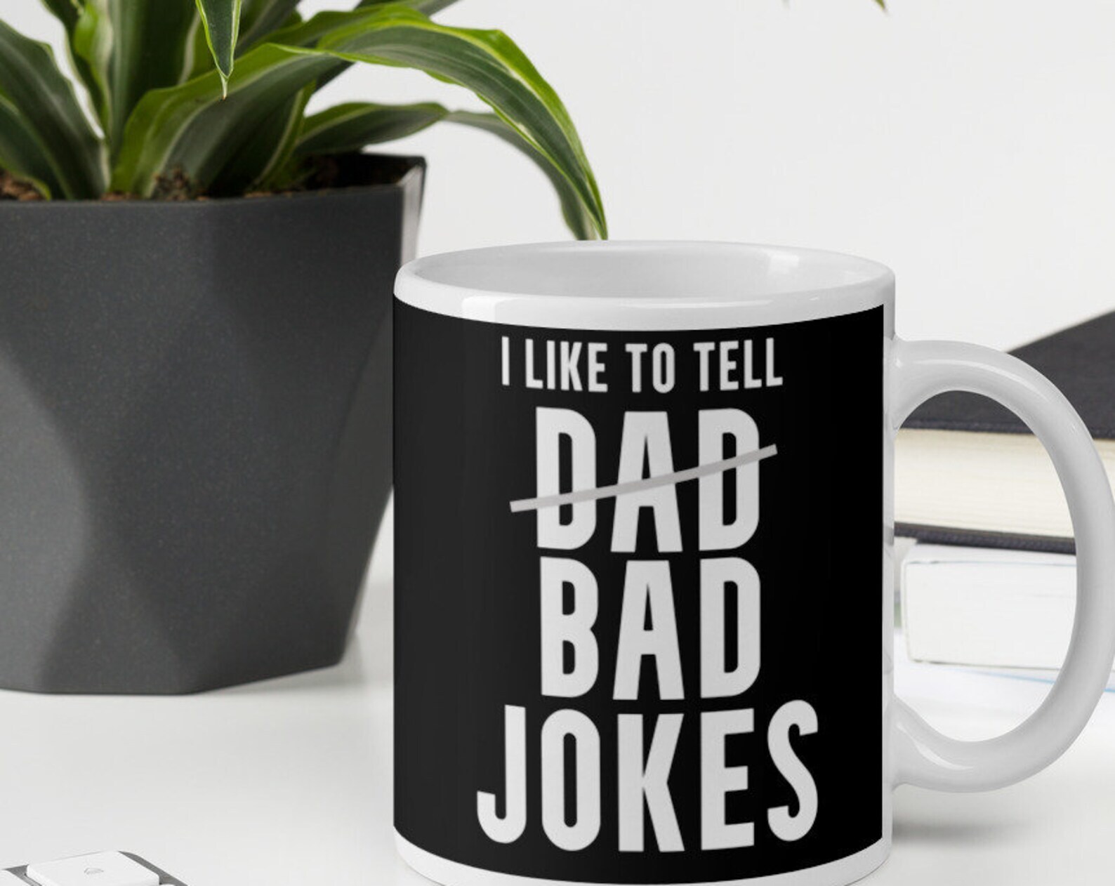 Bad Dad Jokes Funny White Glossy Coffee Tea Mug