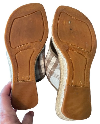 Burberry Espadrille Wedge Sandal Blue Beige Nova Plaid 36 - Picture 5 of 5