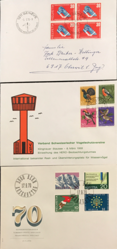 SWITZERLAND 1969-1970  3 COVERS ONE FDC - Picture 1 of 2