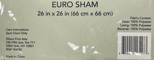 Veratex Euro Sham 26 x 26 Pillow Case Light Blue Silver New - Picture 4 of 4