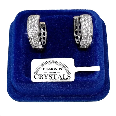 Boucles D'Oreilles Tempest 18/7Mm Femme Pl. Or Blanc 18K Avec Cristaux Zircon - Photo 1/4