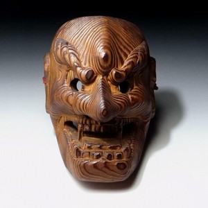 @NC46 Japanese High-class Woodcarving Noh & Kagura Mask, Made of Yakusugi