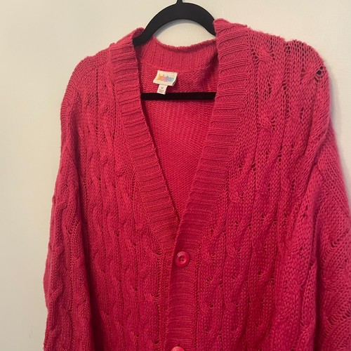 LuLaRoe S LUCILLE MAGLIONE CARDIGAN MAGLIA CAVO ROSA CALDO TASCHE OVERSIZE - Foto 6 di 12